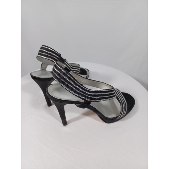 Caparros Tyra Shoes Womens Size 8.5 Black Rhinestone Slingback Sandals Heels - Picture 4 of 9